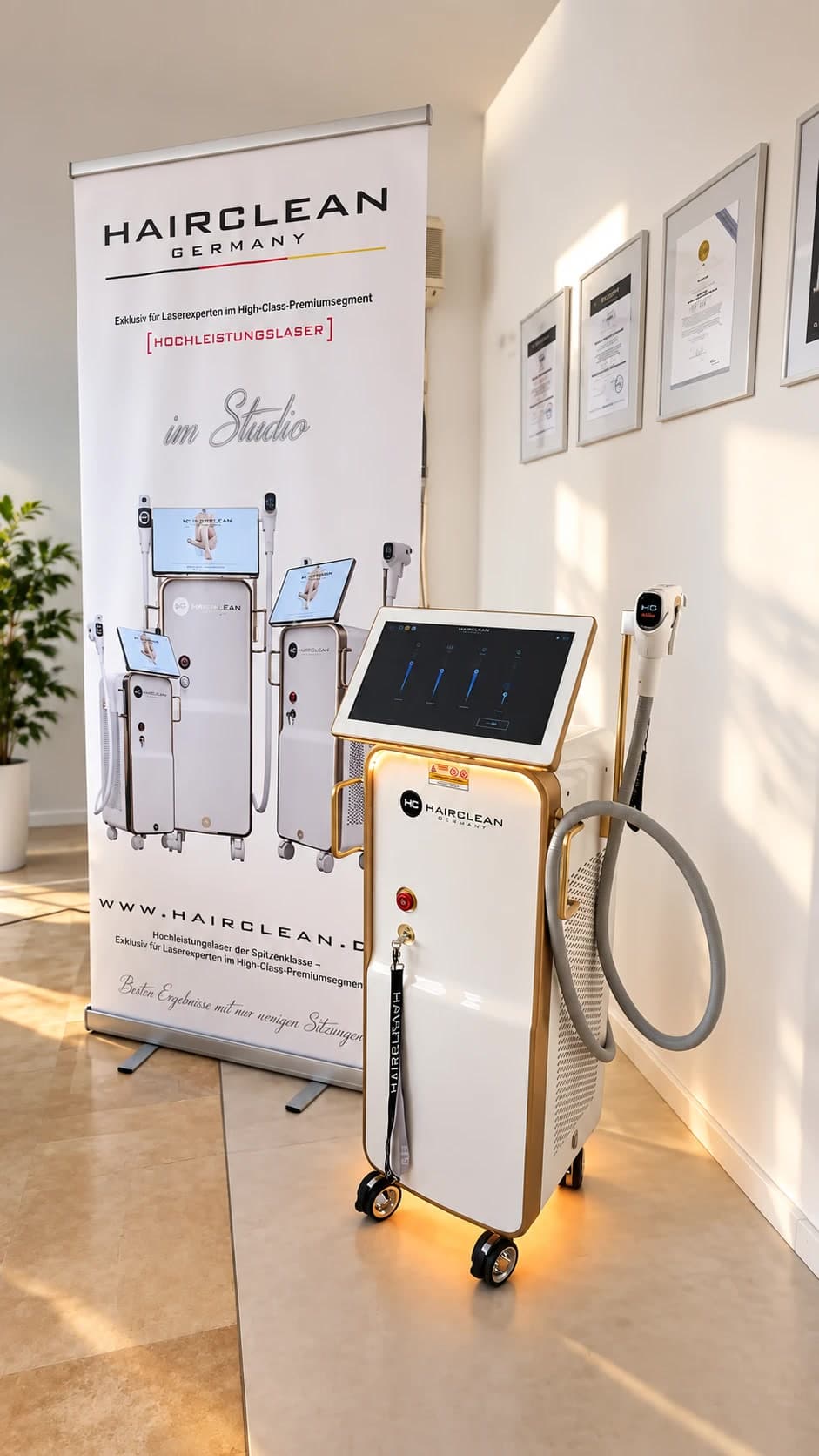 HAIRCLEAN Diodenlaser im Behandlungsraum des House of Beauty & Laser in Dillingen